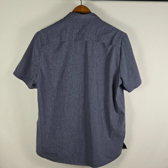 ZeroXposur Men’s L Vented Travel Shirt Heather Navy Outdoor UPF Button Front - Picture 2 of 8